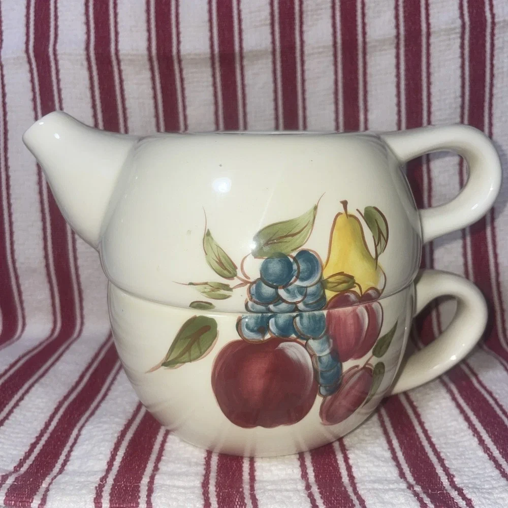 HOME AROUND THE ORCHARD STACKABLE‎ CERAMIC TEAPOT & CUP